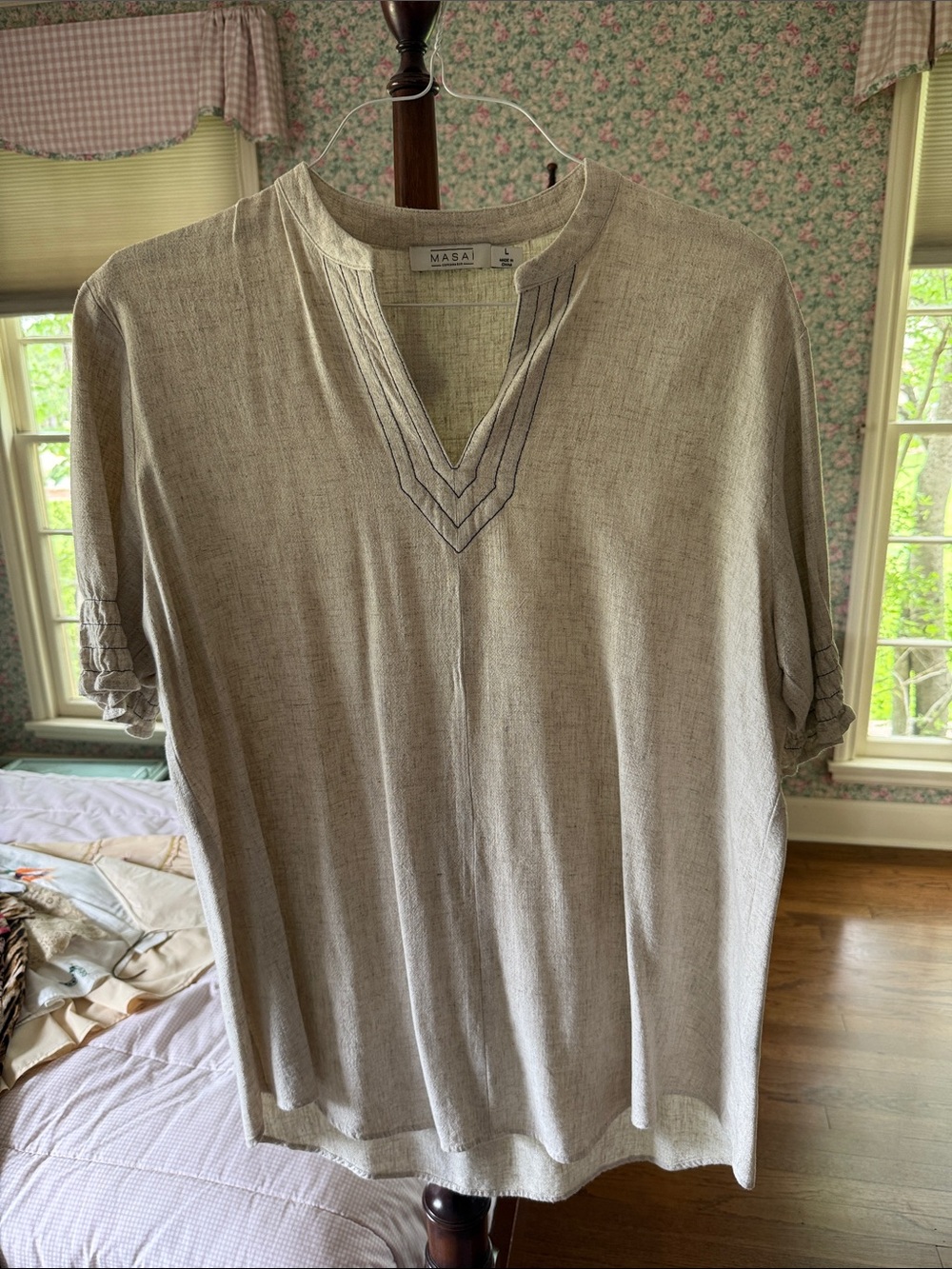 Masai Natural Beige Linen-Blend Tunic